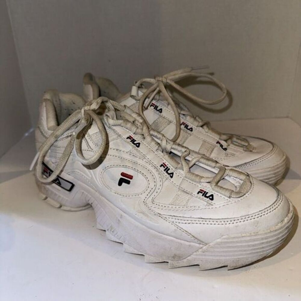 Fila Women's Disruptor II Premium White Leather Athletics Size 9.5
